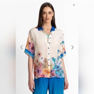 Johnny Was Fernanda Silk Button Down Shirt